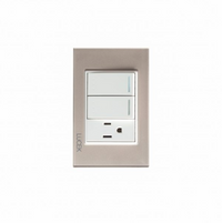 Placa Cristal Dorada Con 2 Interruptores de Escalera y 1 Contacto BP13CDM-LUCEK