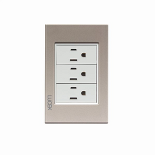 Placa Cristal dorada con 3 Contactos BP08CDM-LUCEK
