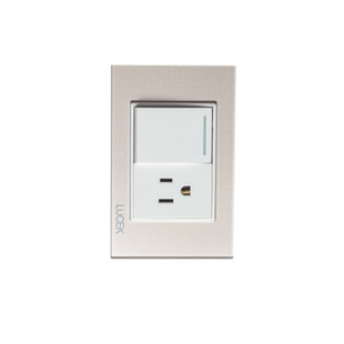 Placa Cristal dorada con 1 Interruptor Sencillo y 1 Contacto BP07CDM-LUCEK