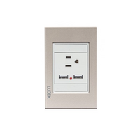 Placa Cristal dorado con 1 Contacto y 2 Entradas de USB BP05CDM-LUCEK