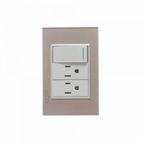 Placa Cristal Dorada Con 1 Interruptor Sencillo y 2 Contactos BP20CDM-LUCEK