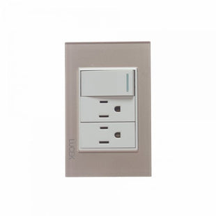 Placa Cristal Dorada Con 1 Interruptor Sencillo y 2 Contactos BP20CDM-LUCEK