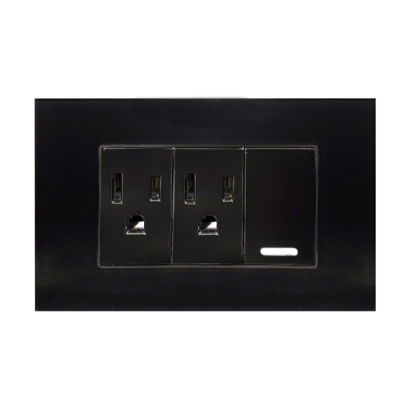 Placa Acrílico Negro Con Un Apagador y Contacto Doble 8843940 - ARGOS