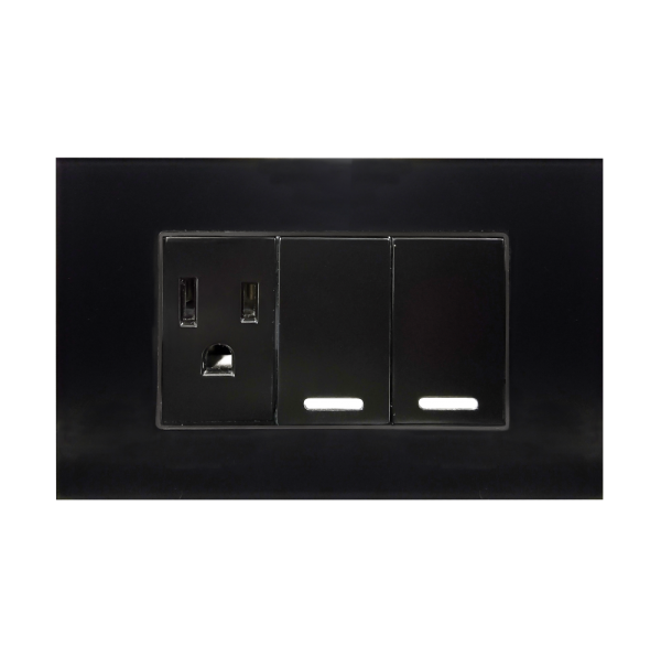 Placa Acrílico Negro Con Un Contacto y Doble Apagador 8843945 – ARGOS