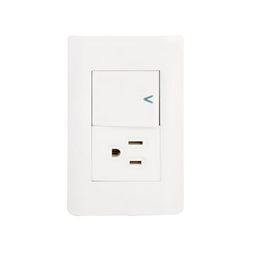 Placa con 1 interruptor sencillos y 1 contacto BA07-B - LUCEK
