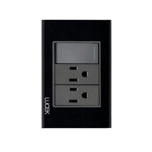 Placa Cristal Negra con 1 interruptor sencillo 2 contacto BP20CNN - Lucek