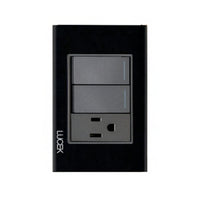 Placa Cristal Negra con 2 interruptores sencillos 1 contacto BP19CNN - LUCEK