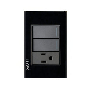 Placa Cristal Negra con 2 interruptores sencillos 1 contacto BP19CNN - LUCEK