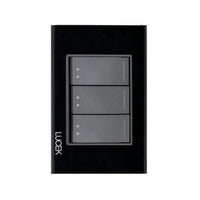 Placa Cristal Negra con 3 interruptores de escalera BP10CNN- LUCEK