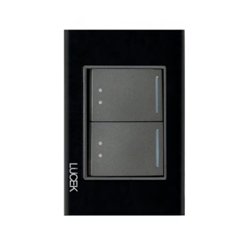 Placa Cristal Negra con 2 interruptores escalera BP09CNN- LUCEK