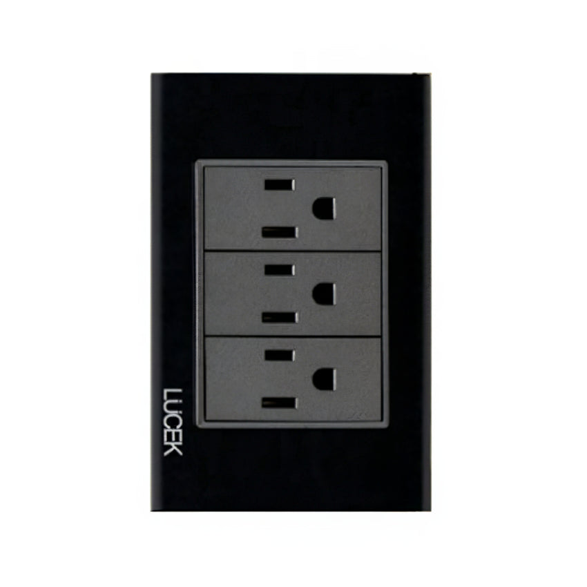 Placa Cristal Negra con 3 contactos BP08CNN - LUCEK