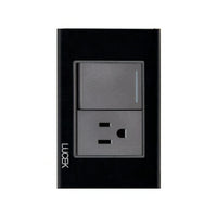 Placa Cristal Negra con 1 interruptor escalera y 1 contacto BP07/3CNN - LUCEK