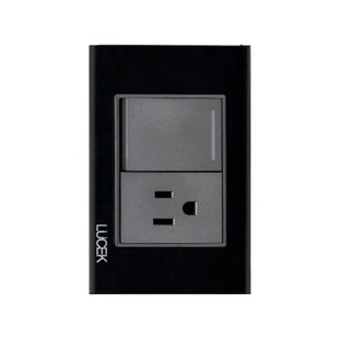 Placa Cristal Negra con 1 interruptor escalera y 1 contacto BP07/3CNN - LUCEK