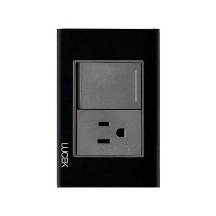 Placa Cristal Negra con 1 interruptor escalera y 1 contacto BP07/3CNN - LUCEK