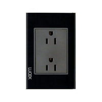 Placa Cristal Negra Contacto Duplex BP06CNN - LUCEK