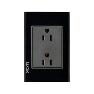 Placa Cristal Negra Contacto Duplex BP06CNN - LUCEK