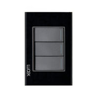 Placa Cristal Negra con 3 interruptores sencillos BP03CNN - LUCEK