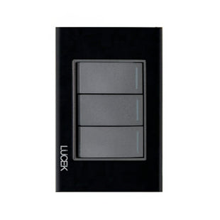 Placa Cristal Negra con 3 interruptores sencillos BP03CNN - LUCEK