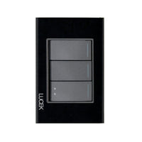 Placa Cristal Negra con 2 interruptores sencillos 1 escalera BP03/3CNN - LUCEK