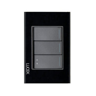 Placa Cristal Negra con 2 interruptores sencillos 1 escalera BP03/3CNN - LUCEK