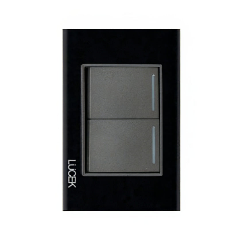 Placa Cristal Negra con 2 interruptores sencillos BP02CNN - LUCEK