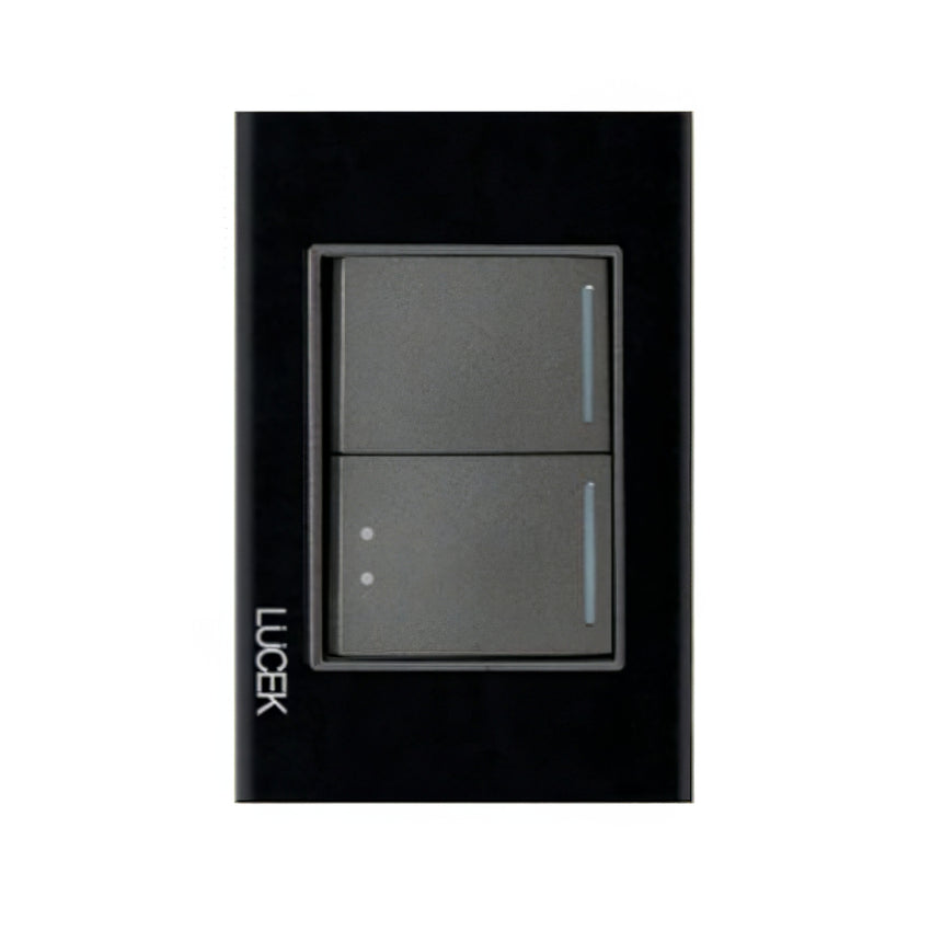 Placa Cristal Negra con 1 interruptor sencillo y 1 de escalera BP02/3CNN - LUCEK