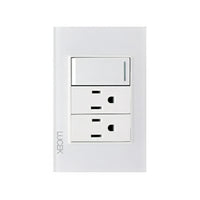 Placa cristal blanca con 1 interruptor sencillo y 2 contactos BP20CBB- LUCEK