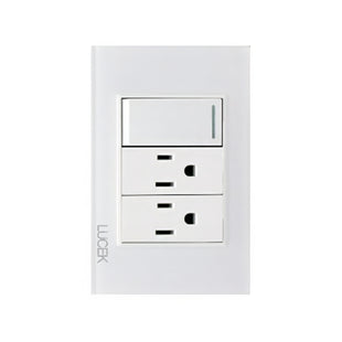 Placa cristal blanca con 1 interruptor sencillo y 2 contactos BP20CBB- LUCEK