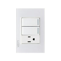 Placa cristal blanca con 2 interruptores sencillos y 1 contacto BP19CBB -LUCEK