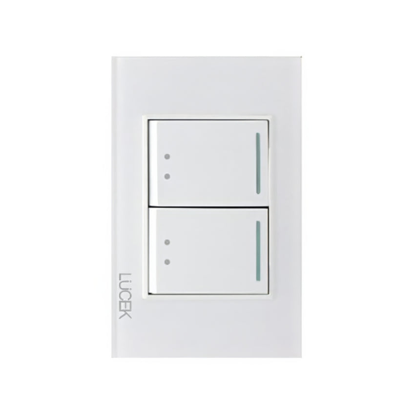 Placa cristal blanca con 2 interruptores escalera BP09CBB - LUCEK