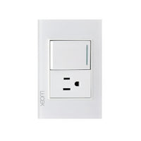 Placa cristal blanca con 1 interruptor escalera y 1 contacto BP07/3CBB-LUCEK