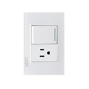 Placa cristal blanca con 1 interruptor escalera y 1 contacto BP07/3CBB-LUCEK