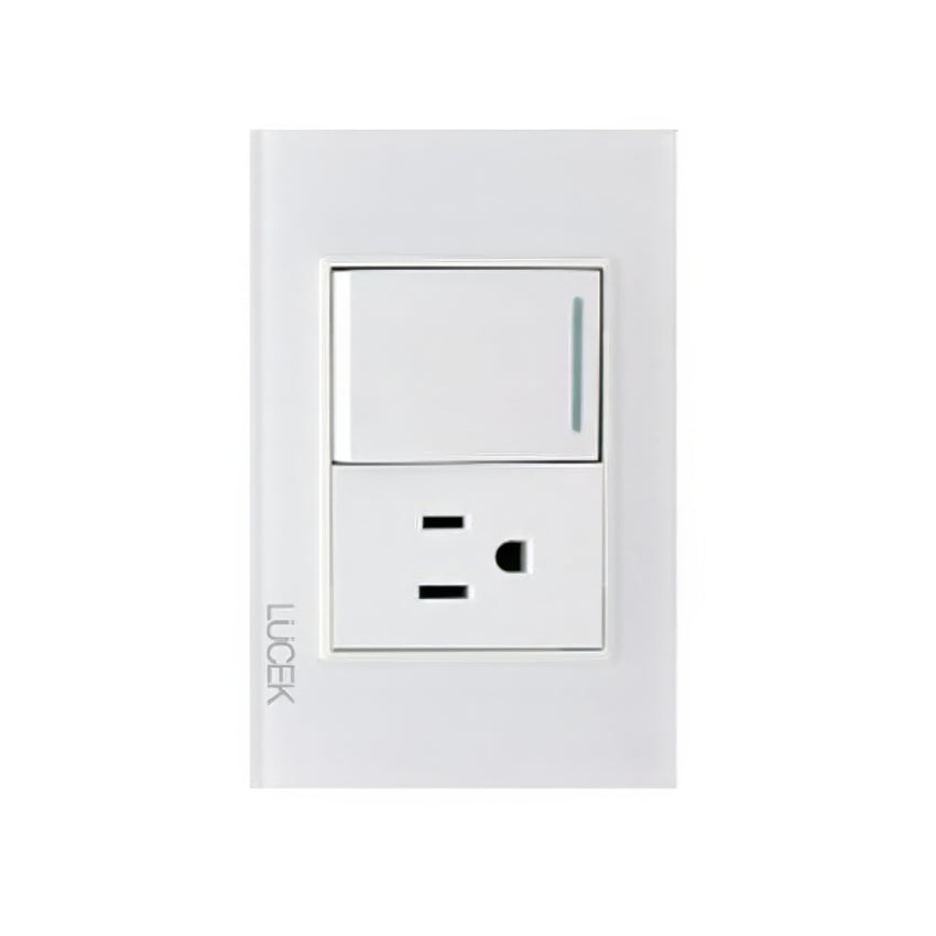 Placa cristal blanca con 1 interruptor escalera y 1 contacto BP07/3CBB-LUCEK