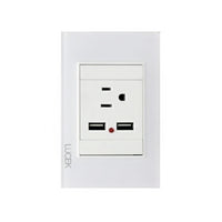 Placa cristal blanca con 1 contacto y 2 entradas USB BP05CBB - LUCEK