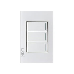 Placa cristal blanca con 3 interruptores sencillos BP03CBB -LUCEK