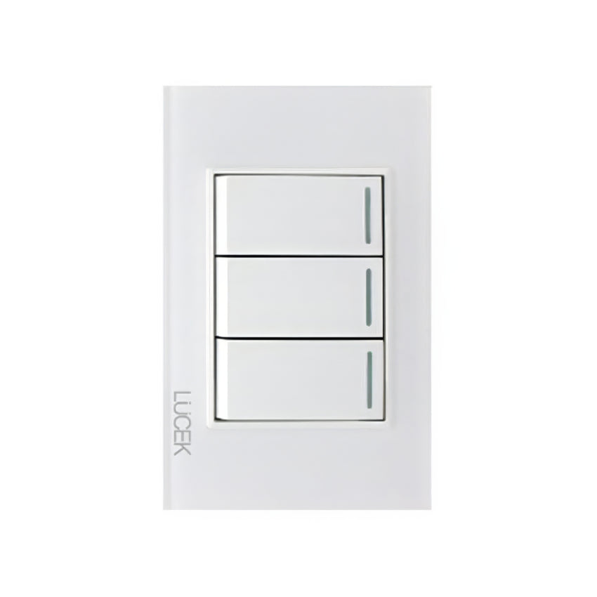 Placa cristal blanca con 3 interruptores sencillos BP03CBB -LUCEK