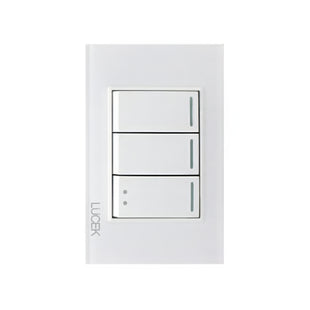 Placa cristal blanca con 2 interruptores sencillos 1 de escalera BP03/3CBB -LUCEK