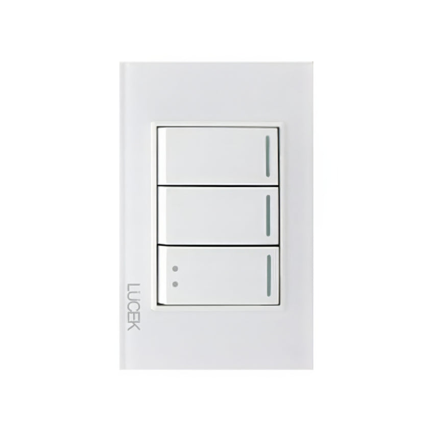 Placa cristal blanca con 2 interruptores sencillos 1 de escalera BP03/3CBB -LUCEK