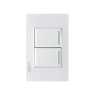 Placa cristal blanca con 2 interruptores sencillos BP02CBB -LUCEK